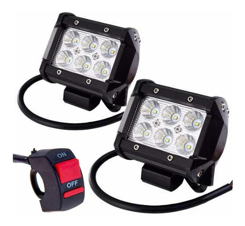 2 Exploradoras 6 Led 12000lm 72w Fija Estrober Switch Gratis