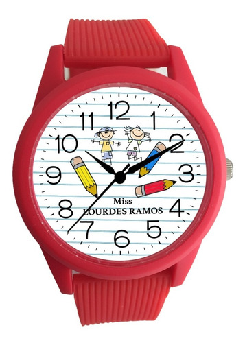 Reloj Maestra Personalizado Gran Regalo Colores Contra Agua