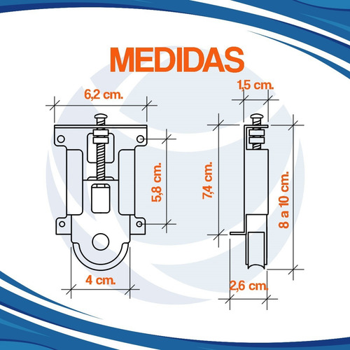 Imagen 2 de 7 de Rueda Dorada Kit Placard Integral Mueble Corredizo Cima