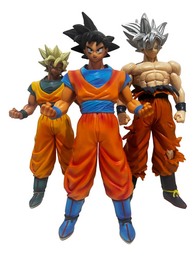 Kit 3 Bonecos De Coleção Estatua Goku Dragon Ball Z 30cm