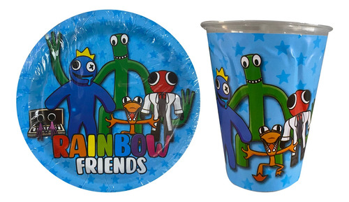 Personaje A Elegir 50 Vasos 50 Platos Desechables Fiesta Multicolor Personaje Rainbow Friends