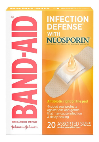 Band Aid Neosporin C/ 20 Unid Cicatrizante C/ Antibiotico