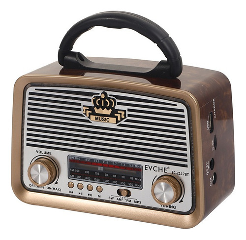 Radio Portatil Mp3 Sd Usb Fm Am Vintage Bluetooth Recargable