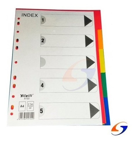 Indice Separador De 5 Colores A4 Pack X6 Serviciopapelero