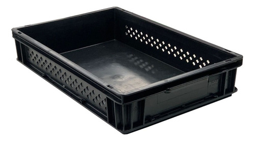 Caja Organizadora Plástico Resistente Apilables Athena 6412c Color Negro