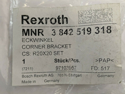 Bosch Rexroth 3842519318 Corner Bracket R20x20 Set Zzz