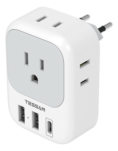 1 Type C Y 2usb European Adapter 4 Plugres With Puertos