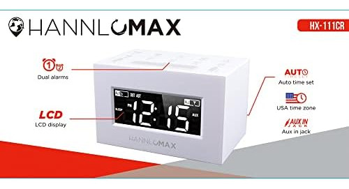 Hannlomax Hx-111cr Radio Reloj Despertador, Radio Pll, Alarm