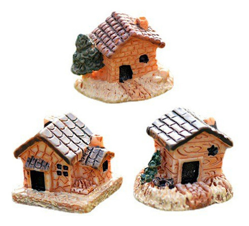 6pcs Mini Casa De Muñecas, Artesanías De Resina, Decoración