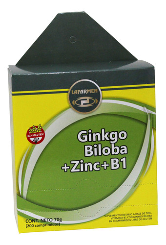 Ginkgo Biloba + Zinc + B1 Lafarmen X 200 Comprimidos