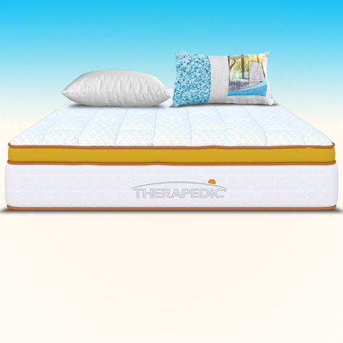 Colchón King Size Therapedic Ortopédico Aram Foam Antibacteriano Con 2 Almohadas Hipoalergénicas