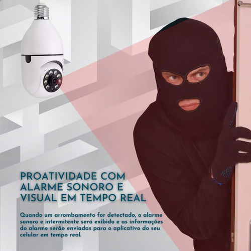 Câmera Segurança Yoosee Lâmpada Rotativa Panorâmica Wifi Espiã Com Câmera Lâmpada Branca Ip66