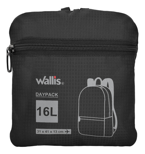 Mochila De Viaje Plegable Wallis De 16 L Con Funda B0303316 Color Negro