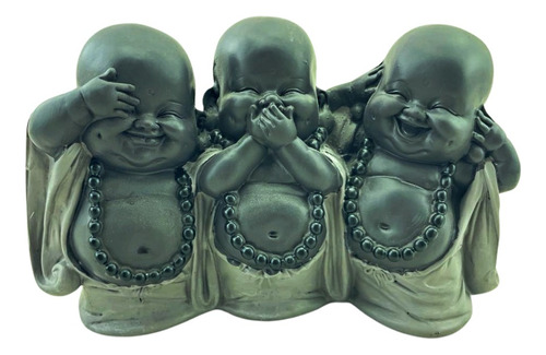 Figura Tres Budas Bebes 10.5cm Deco Interior Adorno Zn Ct