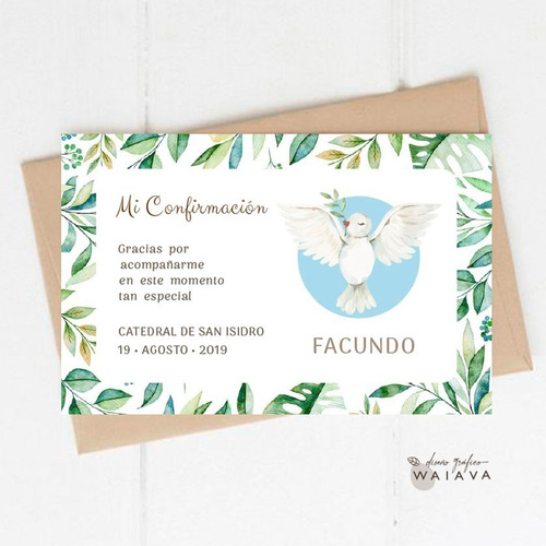 Imagen 4 de 10 de Estampas Confirmación Tarjetas Nenes Horizontal X 3u