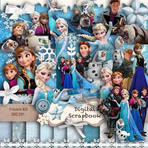 Kit Imprimible Frozen 24 Clipart - 11 Fondos 29 Elementos.