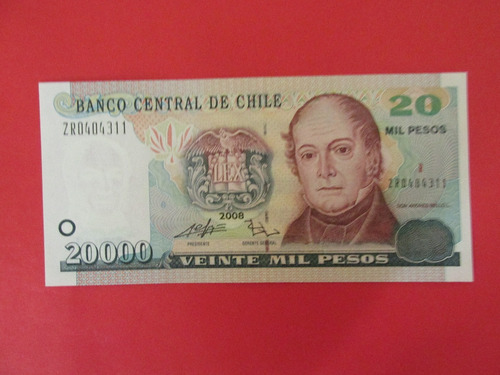 Billete Chile 20.000 Pesos De Gregorio- Zurbuchen Reposicion