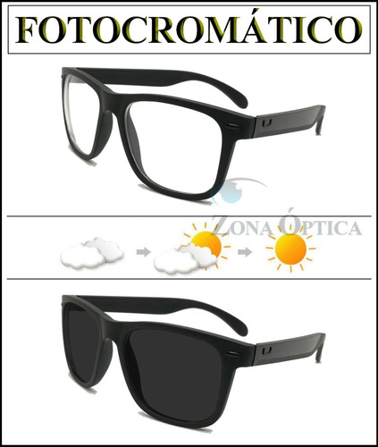 Anteojo Wayfarer Fotocromático + Antirreflex Descanso Pc Sol