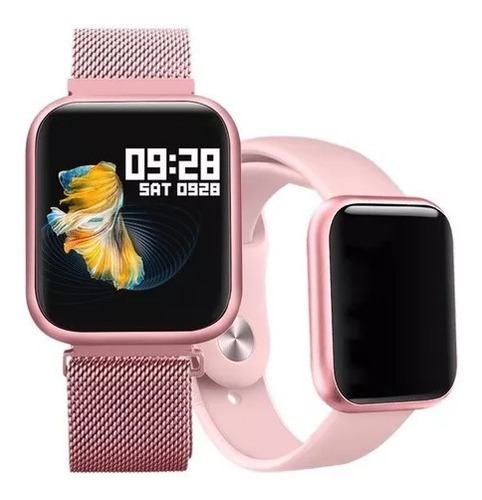 Smartwatch P80 Relógio Inteligente + Pulseira Extra De Aço