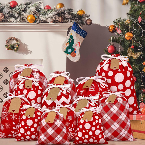 Abbylike 40 Bolsas De Regalo De Algodón De Navidad Con Cordo