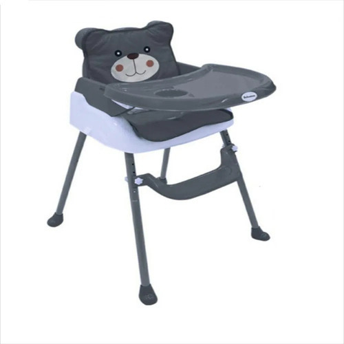 Silla Comedor Oso 3 En 1 Portatil Doble Altura Bebesitos Color Gris