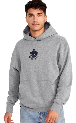 Polerón Hombre Old Navy Con Gorro Logo Gris