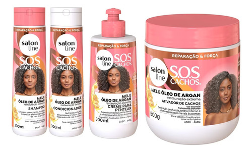 Salon Line Kit Sos Cachos Mel Shampoo+cond+creme P.+ativador