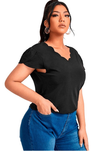 Blusa Negra De Manga Pétalo 3xl (18)