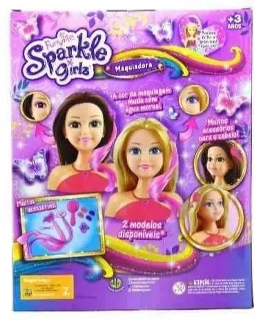 GANHEI UMA BONECA PRA FAZER PENTEADOS E MAQUIAGEM - FUNVILLE SPARKLE GIRLZ  MAQUIADORA 