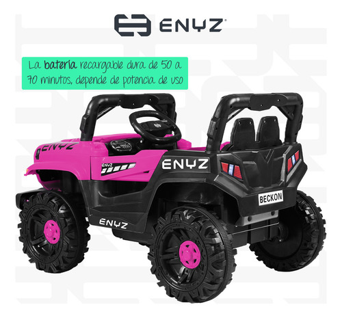 Camioneta Jeep Montable Para Niña Niño Eléctrico Carro Todo Terreno Con Control Remoto Bcx-6 Rosa Chita Enyz Luces Frontales Con Multi Led Música Bluetooth Edades De 1 A 4 Años