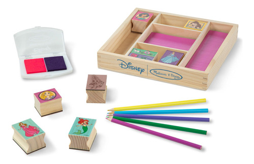 Melissa & Doug Juego De Sellos De Madera De Princesas Disney