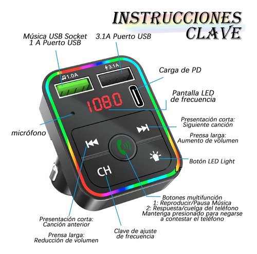 Transmisor Receptor De Adaptador Bluetooth Para Auto Estéreo
