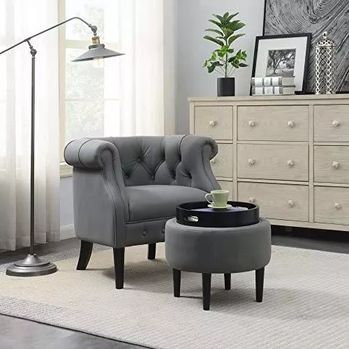 Silla decorativa con otomana, silla de sala y juego otomano, silla de club  de tela moderna, asiento tapizado para sala de estar, dormitorio