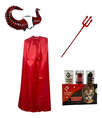 Kit Diablo Lucifer Disfraz Terror Halloween Noche De Brujas