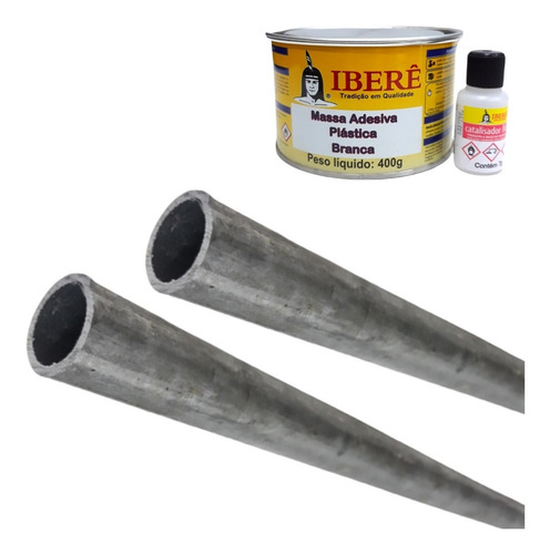 Kit 2 Tubo Galvanizado 3/4 X 60cm Chumbar Pia +1 Massa Ibere