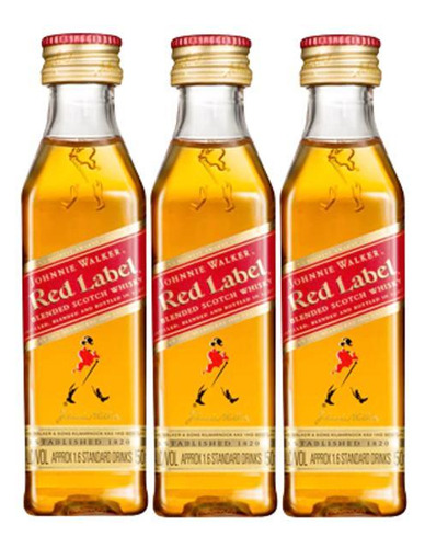 Kit 3 Miniatura De Whisky Johnnie Walker Red Label 50ml