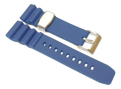 Pulseira Para Relógio Em Silicone Azul 22mm Reta Fivela Aço