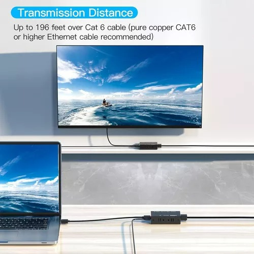 Extensor Video Audio Digital 60mts Hdmi Cable Red Utp Rj45