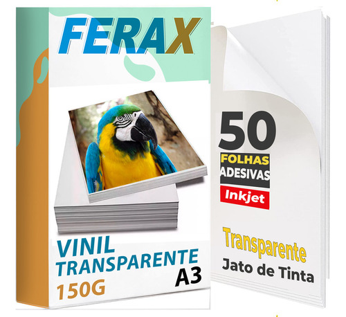 50 Vinil Adesivo Transparente A3 - Impressora Jato De Tinta