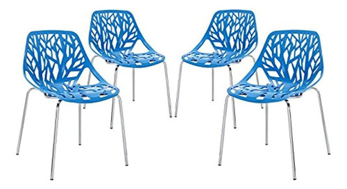 Lexmod Stencil -juego De 2 Sillas De Comedor Lateral, Azul