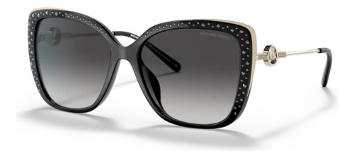 Michael Kors East Hampton MK2161bu 31108g, 56 colores, marco negro, varilla dorada, lente gris, diseño cuadrado