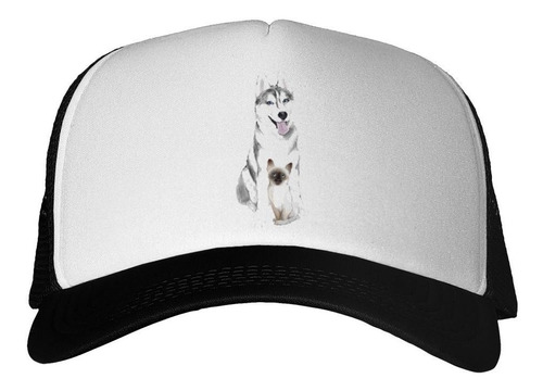 Gorra Husky Siberiano Con Un Gatito