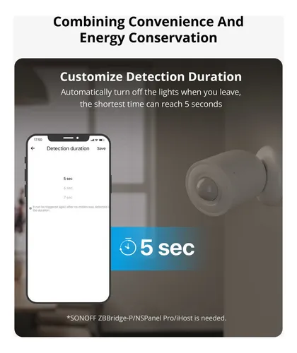 Sonoff Snzb-03p Sensor Pir Movimiento Y Luminosidad Zigbee Color Blanco