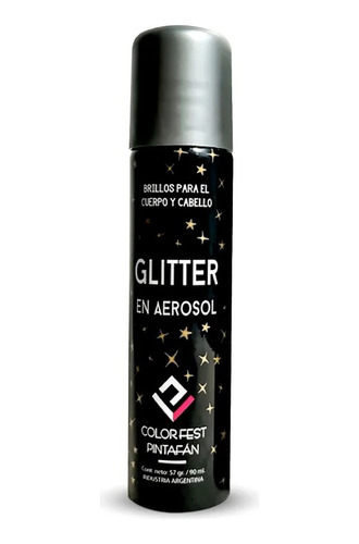 Glitter Gibré Aerosol Brillos Dorado Plateado Cuerpo Cabello