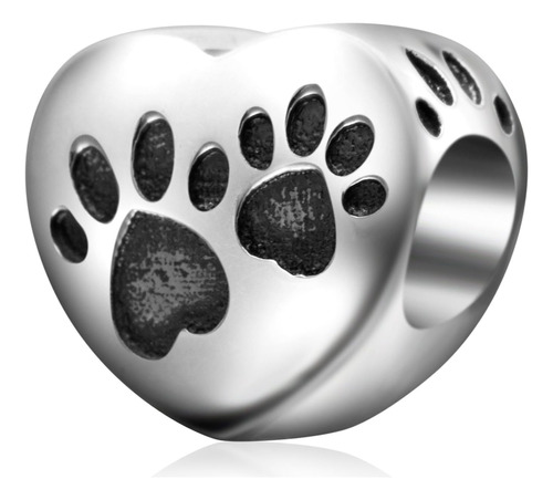 Love Heart Puppy Dog Paw Print Dijes De Plata De Ley 925 Ani