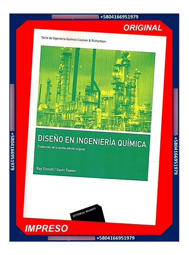 Libro Ingeniería Química Diseño En Ing Química Como Nuevo (Usado)