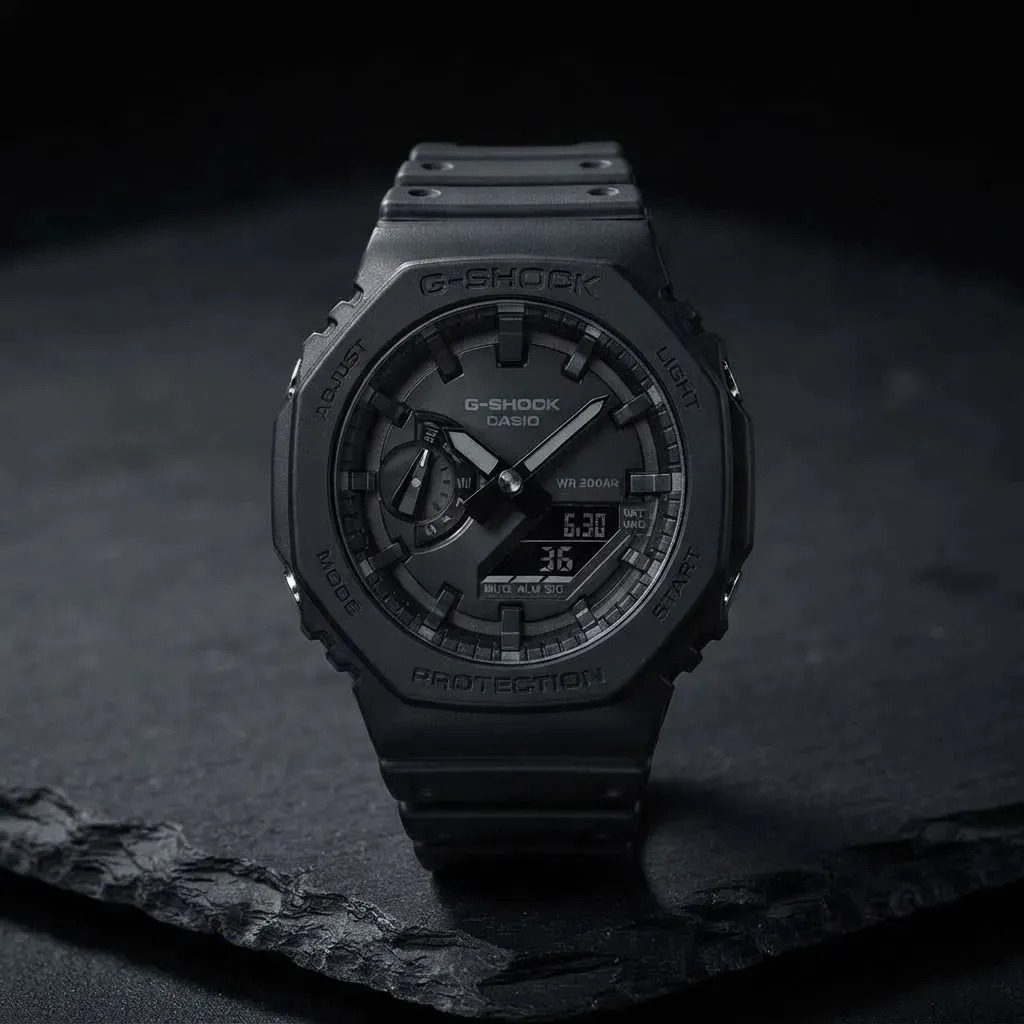 Relógio Masculino G-Shock GA-2100-1ADR Preto de Resina Analógico