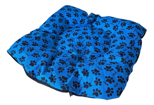 Cama Colchon Mascota Gato Perro Azul Huellitas 44 Cm