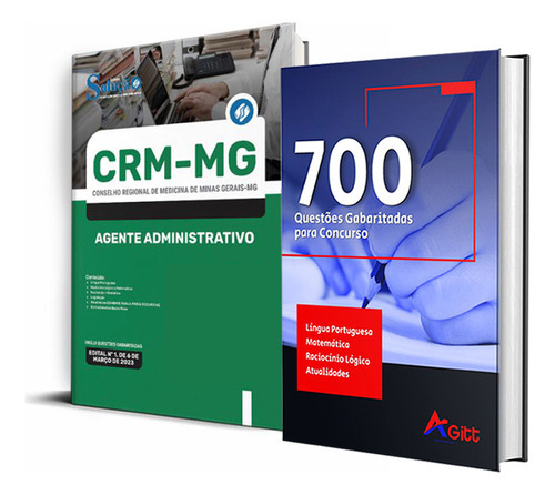 Kit Apostila Crm Mg Agente Administrativo + 700 Questões, De Professores Especializados. Editora Solução Concursos, Capa Mole, Edição Oficial Em Português, 2023