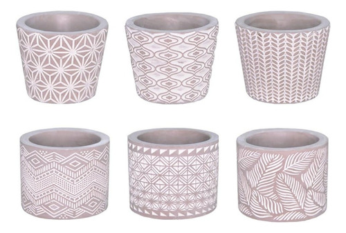 Vaso Decorativo P/ Planta Cimento Boho 6un 7x7 Mini Cachepot